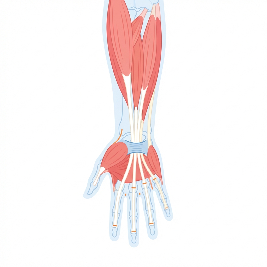 Schéma des muscles et tendons de la main